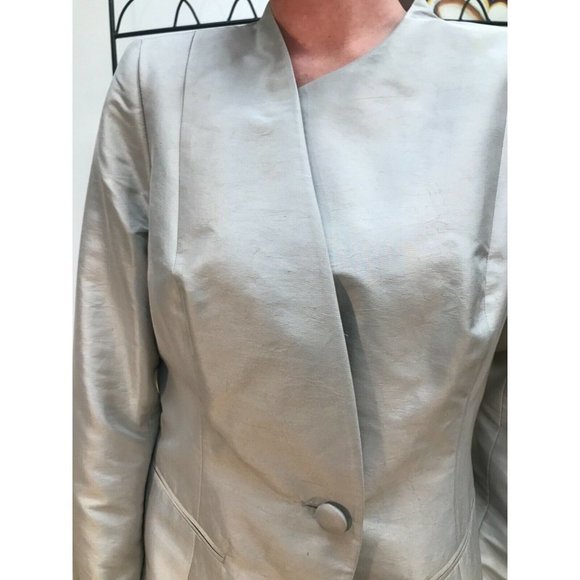 Lafayette 148 Y 12 100% Silk Silver Blazer - Picture 9 of 11